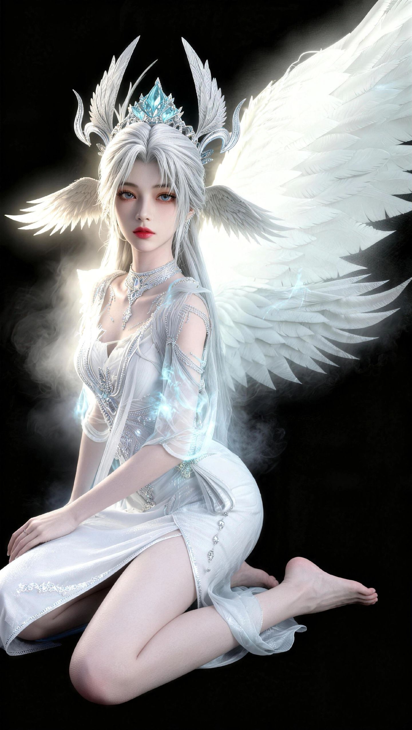 动漫国漫《完美世界》葬域神女 黑色背景版 手机壁纸,第2张