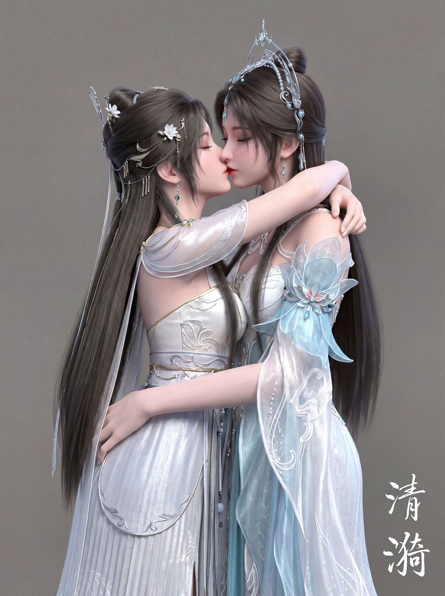 清漪 闺蜜照 双人照 完美世界动画 国漫女神 3D国产动漫美女 建模,第4张