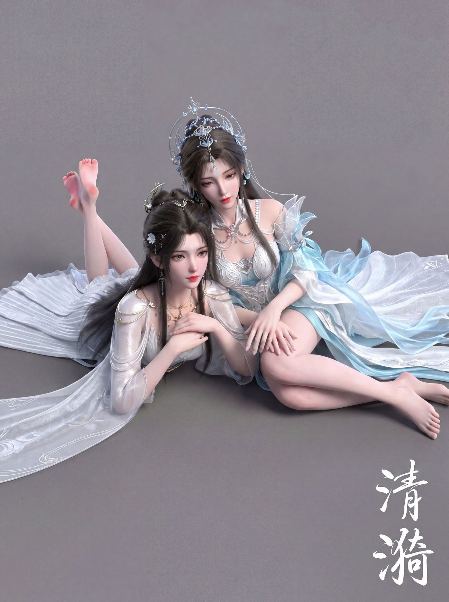 清漪 闺蜜照 双人照 完美世界动画 国漫女神 3D国产动漫美女 建模,第5张