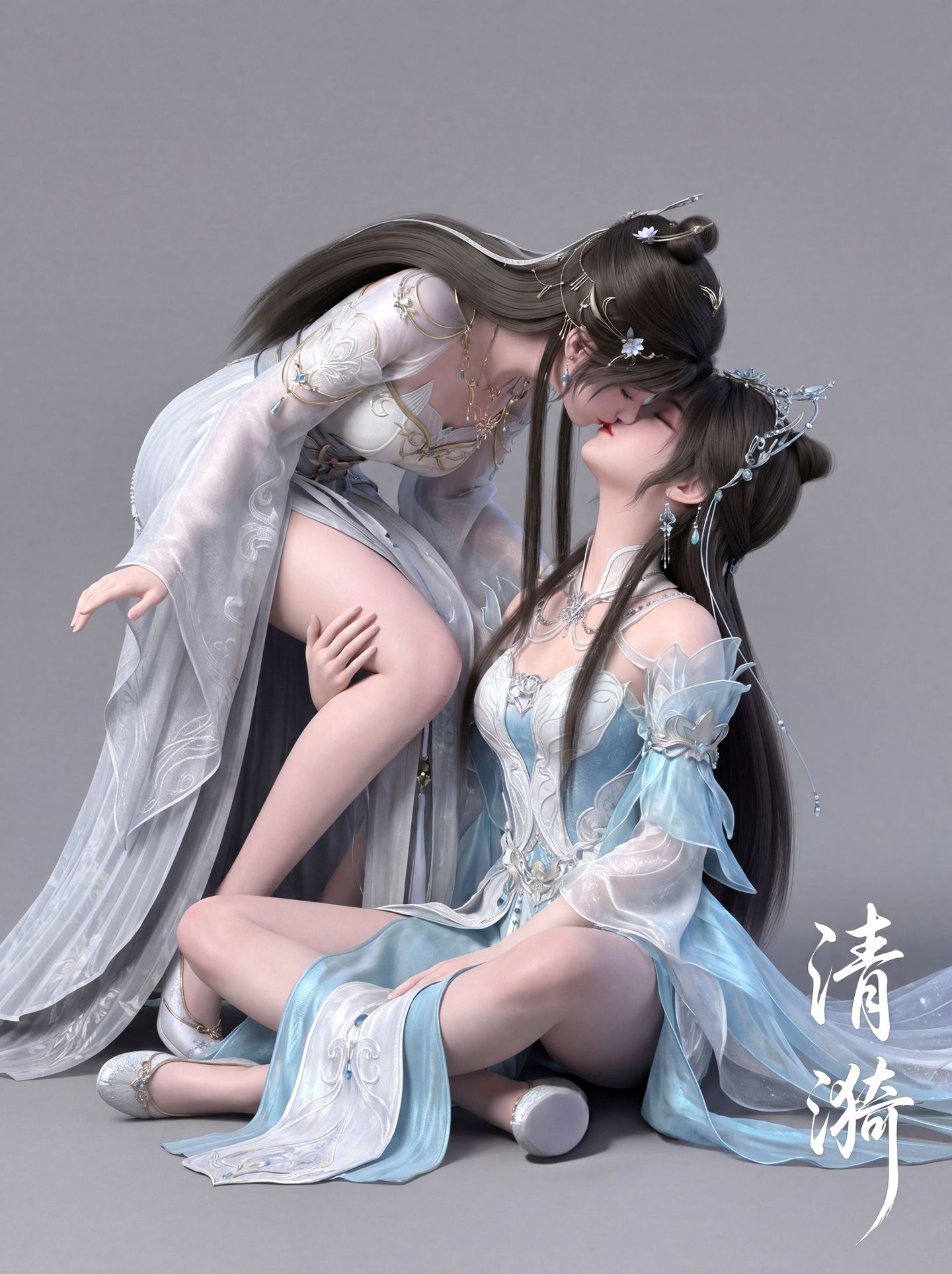 清漪 闺蜜照 双人照 完美世界动画 国漫女神 3D国产动漫美女 建模,第6张