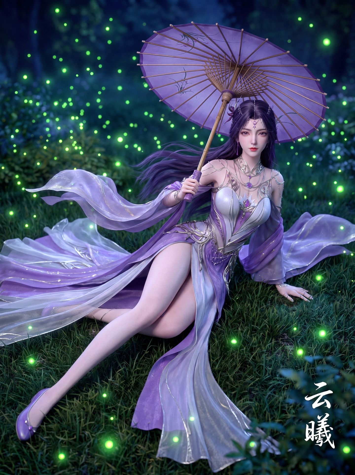 完美世界动漫 云曦 油纸伞 萤火虫 国漫女主 唯美古风 美腿大长腿,第8张