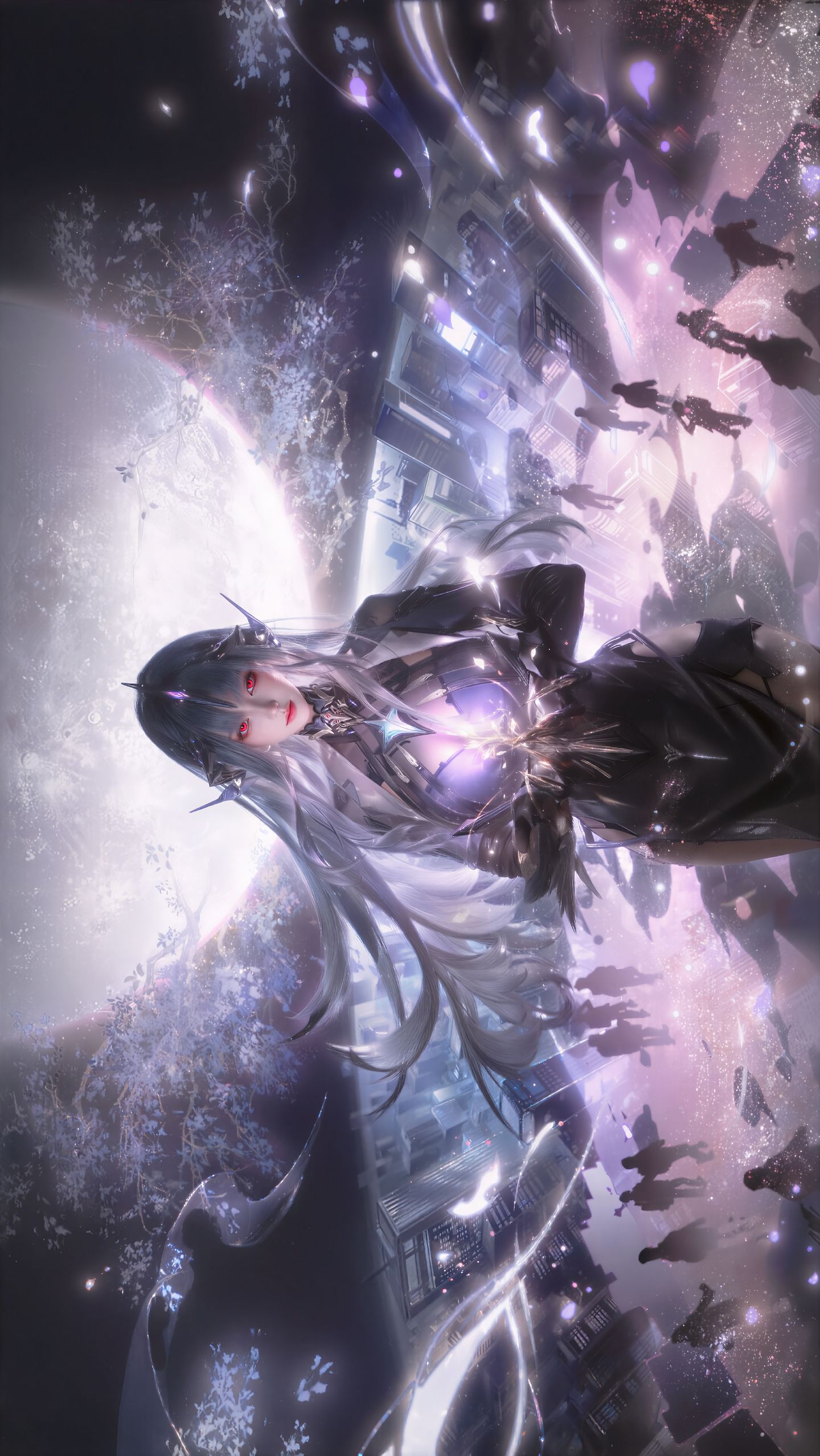 游戏美女 2K超高清壁纸 机械未来风格 红色瞳孔美瞳,第2张