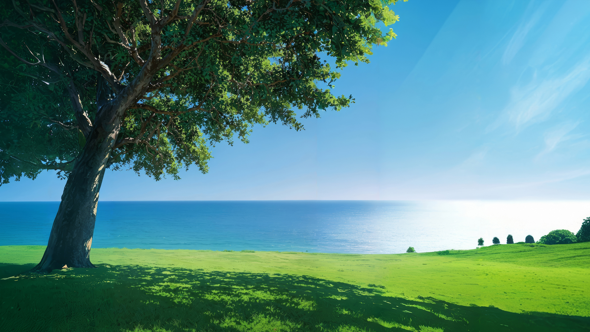 海边夏树风景桌面电脑壁纸,第1张
