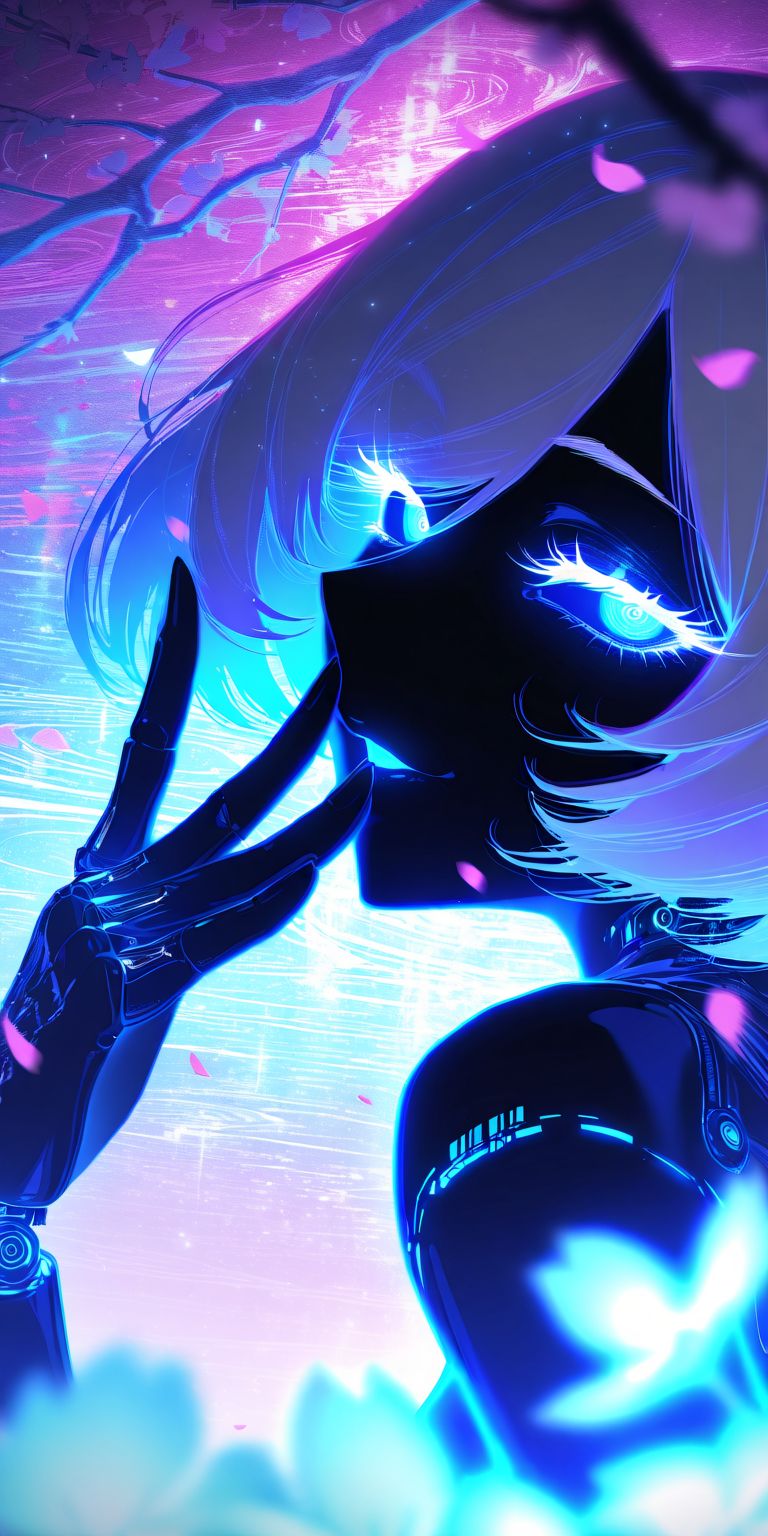 女孩创意 科幻炫彩 赛博朋克 虚拟程序人物 数字人 手机壁纸,第3张