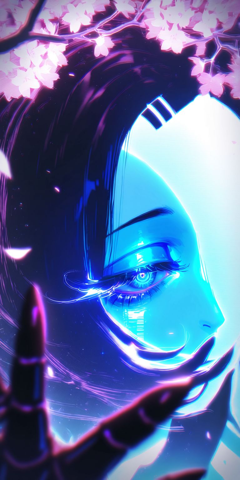 女孩创意 科幻炫彩 赛博朋克 虚拟程序人物 数字人 手机壁纸,第4张