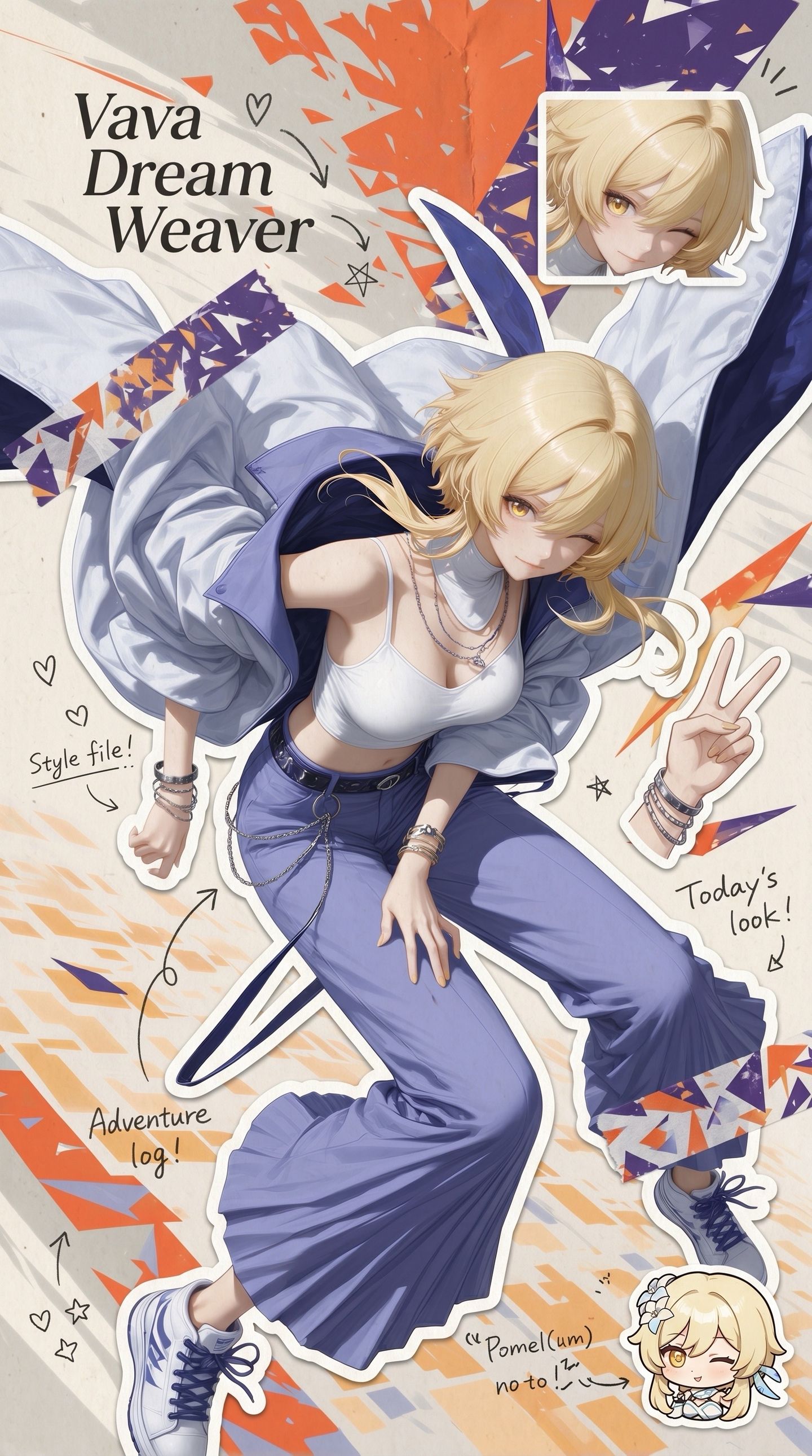 撕纸拼贴风 今日模特小姐姐 超美 二次元 同人二创 原神 芙宁娜 甘雨,第2张