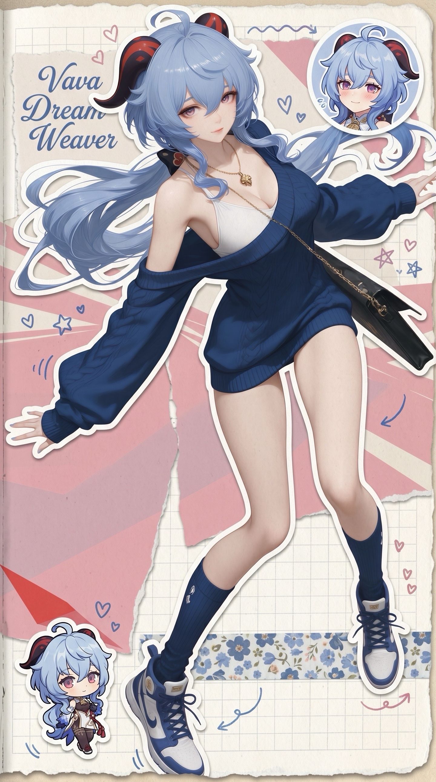 撕纸拼贴风 今日模特小姐姐 超美 二次元 同人二创 原神 芙宁娜 甘雨,第3张