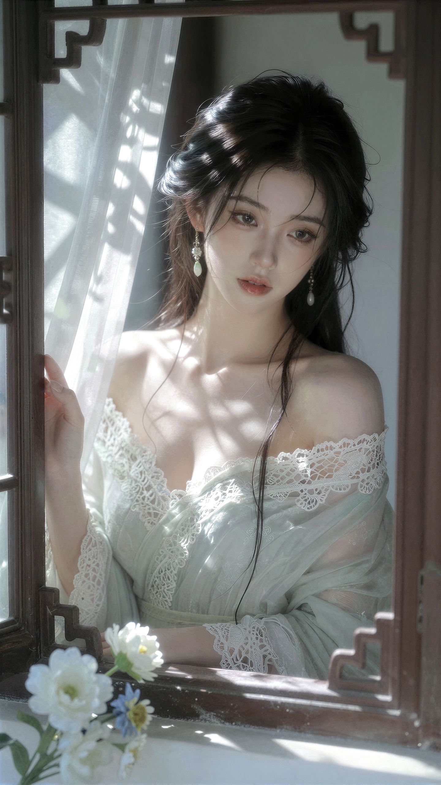 Ai摄影 春日光景 汉服也可以配合蕾丝披肩 创意服装匹配 约拍古风 氛围感,第1张