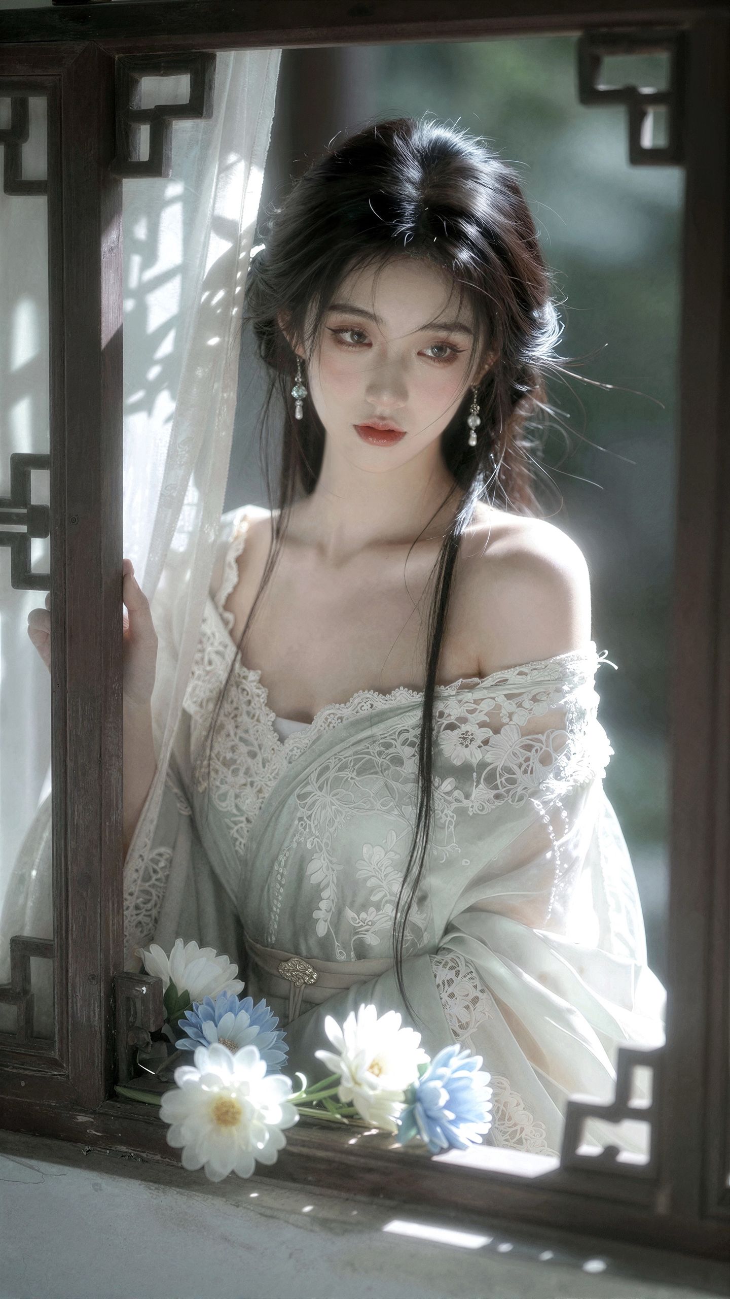 Ai摄影 春日光景 汉服也可以配合蕾丝披肩 创意服装匹配 约拍古风 氛围感,第3张