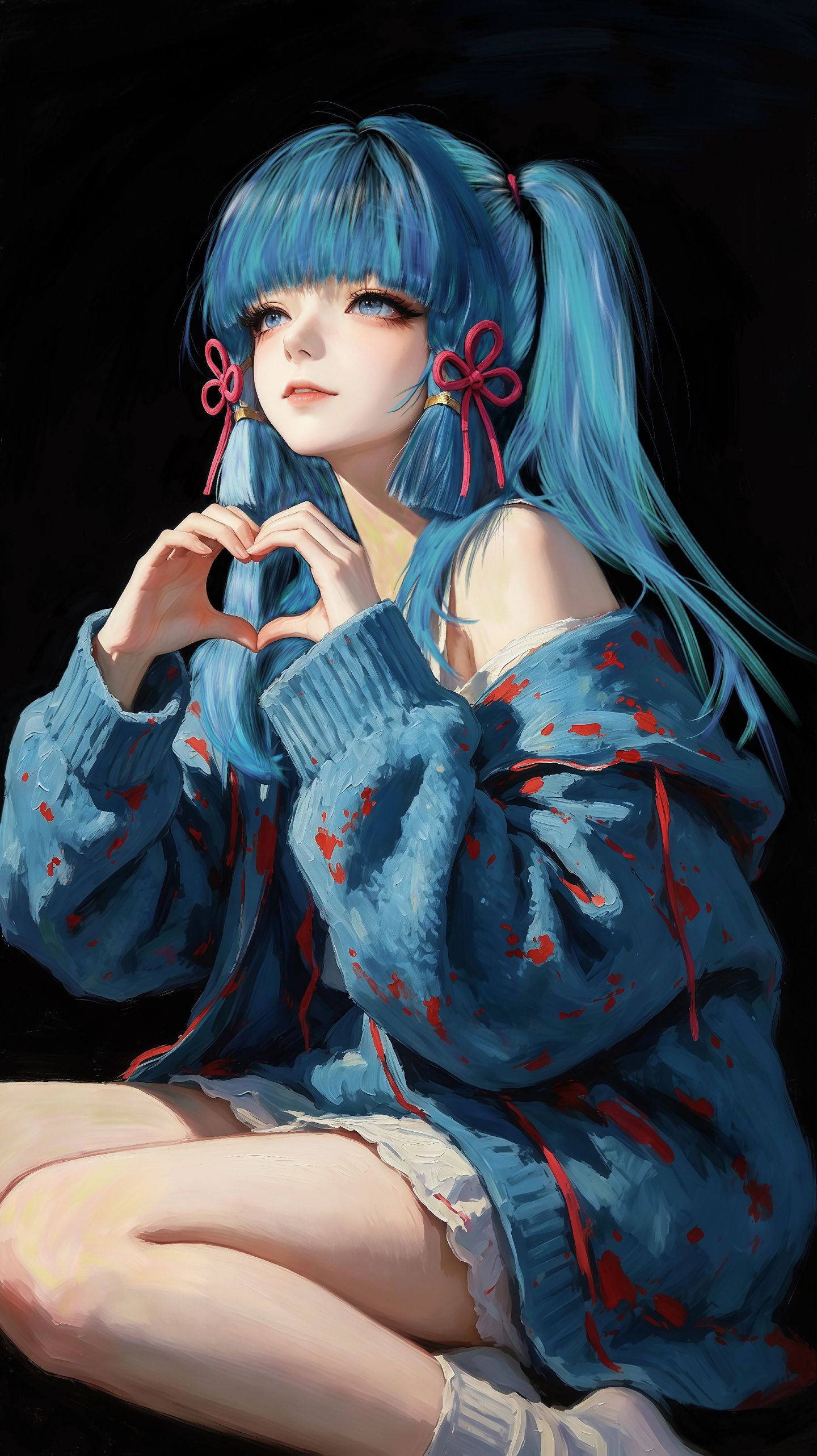 原神 神里绫华 二次元游戏 ai插画壁纸 双马尾女孩 手机壁纸,第1张