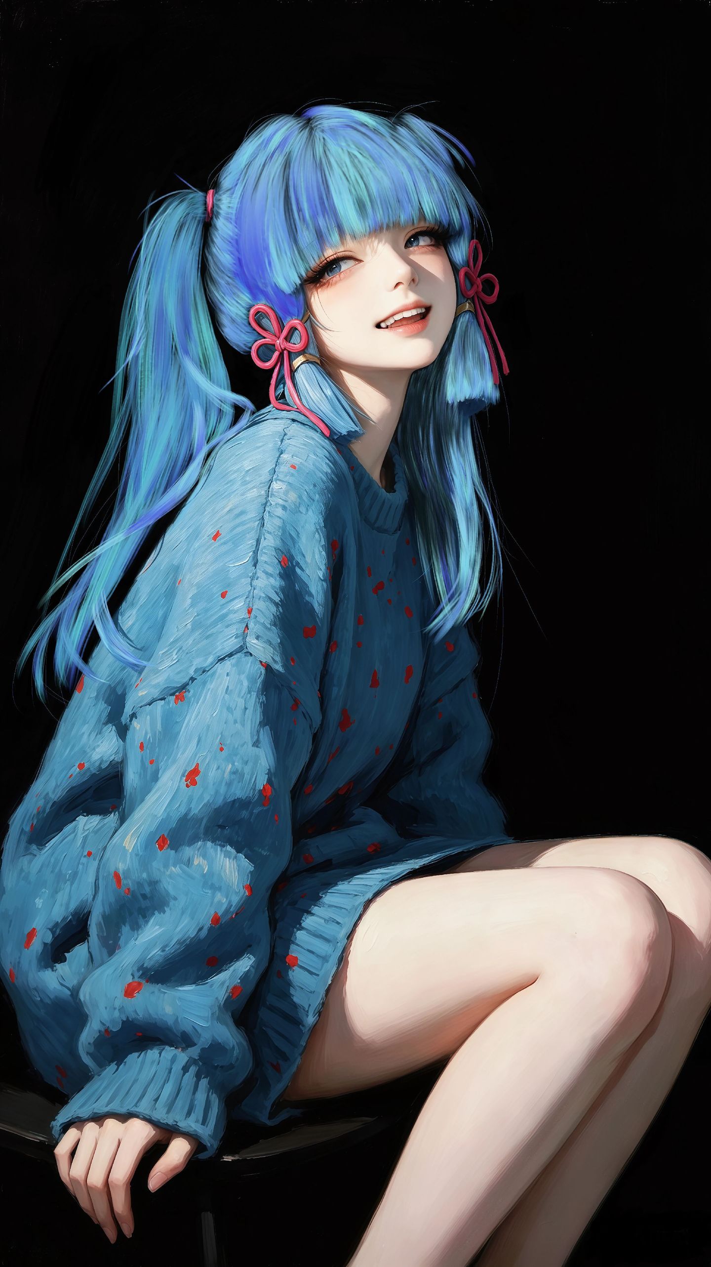 原神 神里绫华 二次元游戏 ai插画壁纸 双马尾女孩 手机壁纸,第2张