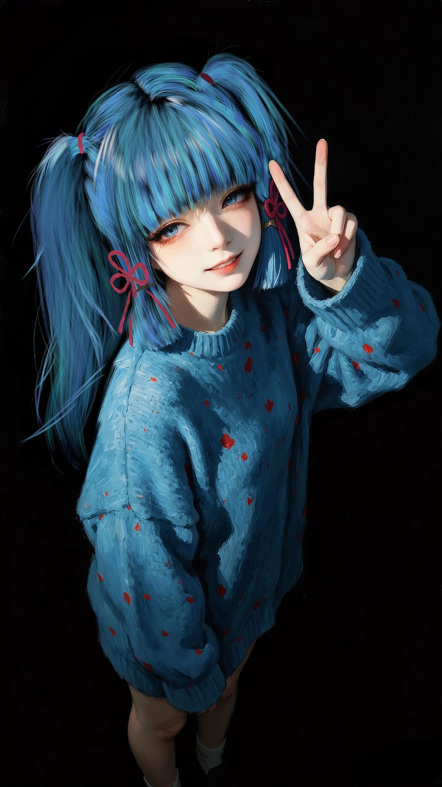原神 神里绫华 二次元游戏 ai插画壁纸 双马尾女孩 手机壁纸,第3张
