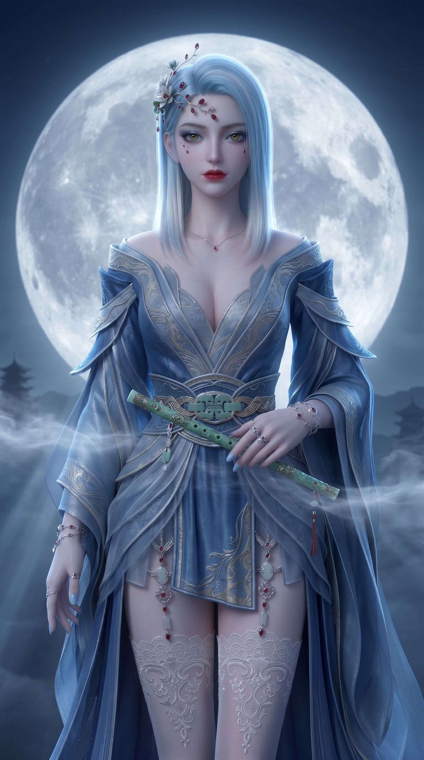 动漫国漫美图 梦境之美 冷清秋壁纸 蕾丝袜 美女御姐 高清图片,第5张
