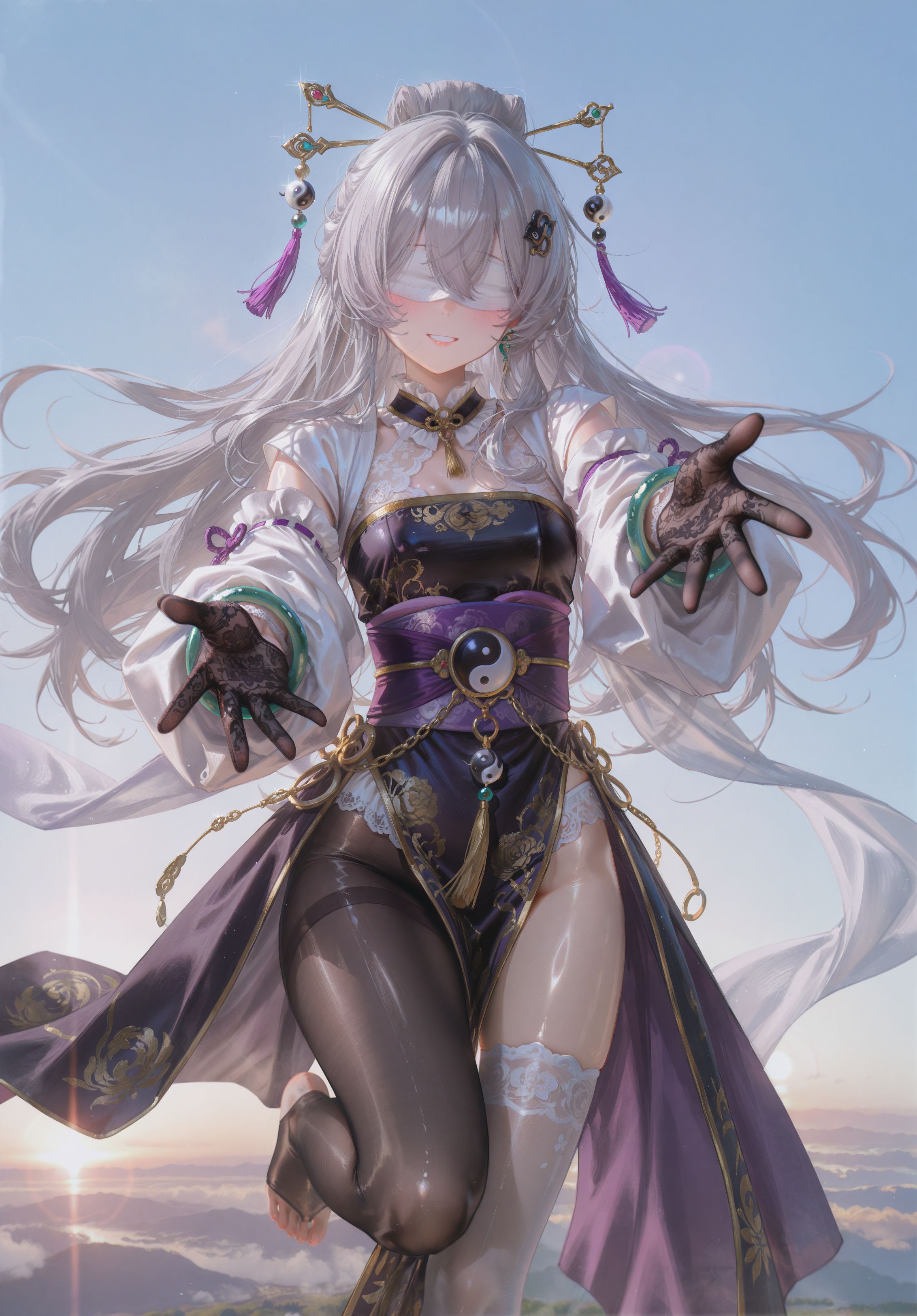 可爱萌 蒙眼 唯美插画 二次元女孩 同人图鉴 蕾丝,第1张