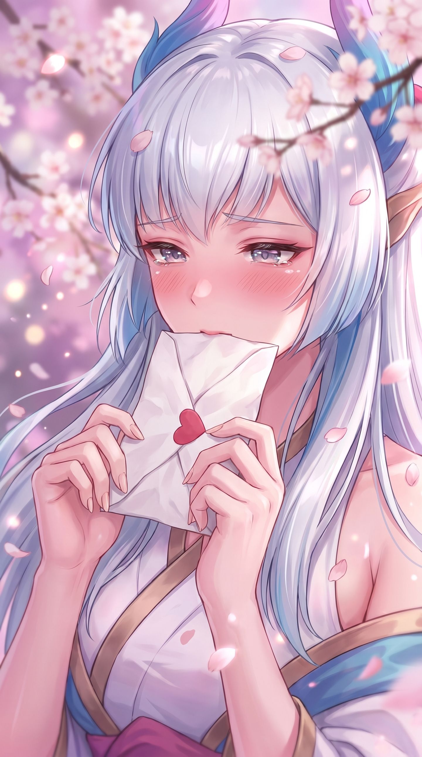 二次元 告白信 lol手游ai创作 英雄联盟ai整活 格温 妮蔻 可爱害羞脸红,第5张