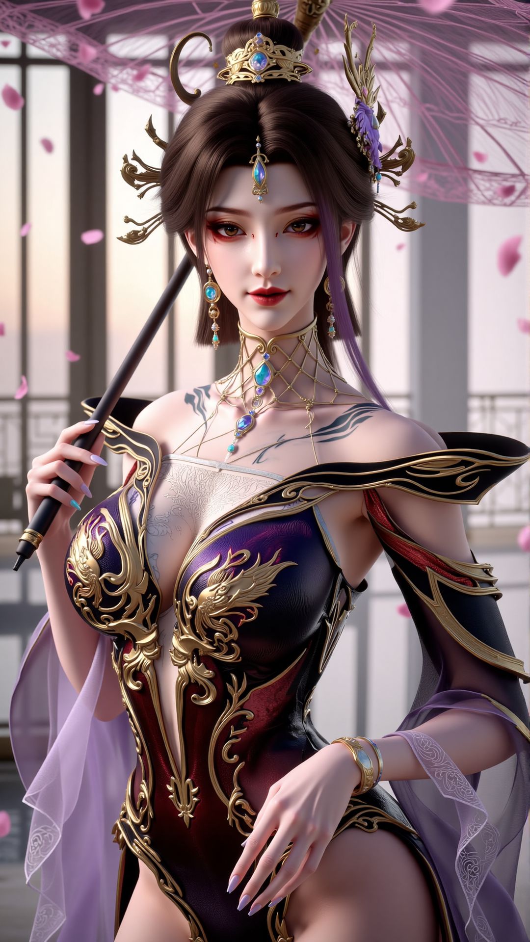 百炼成神 古佩儿 竖屏壁纸 紫纱御姐氛围 纯欲天花板,第1张