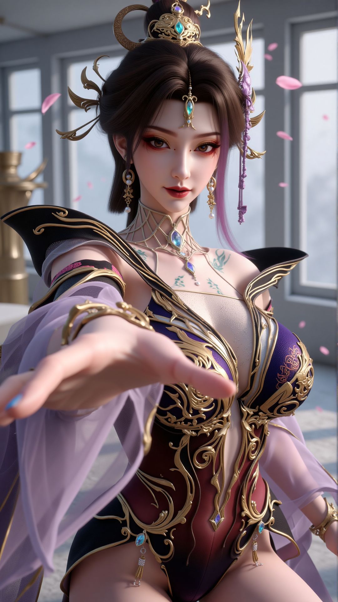 百炼成神 古佩儿 竖屏壁纸 紫纱御姐氛围 纯欲天花板,第2张