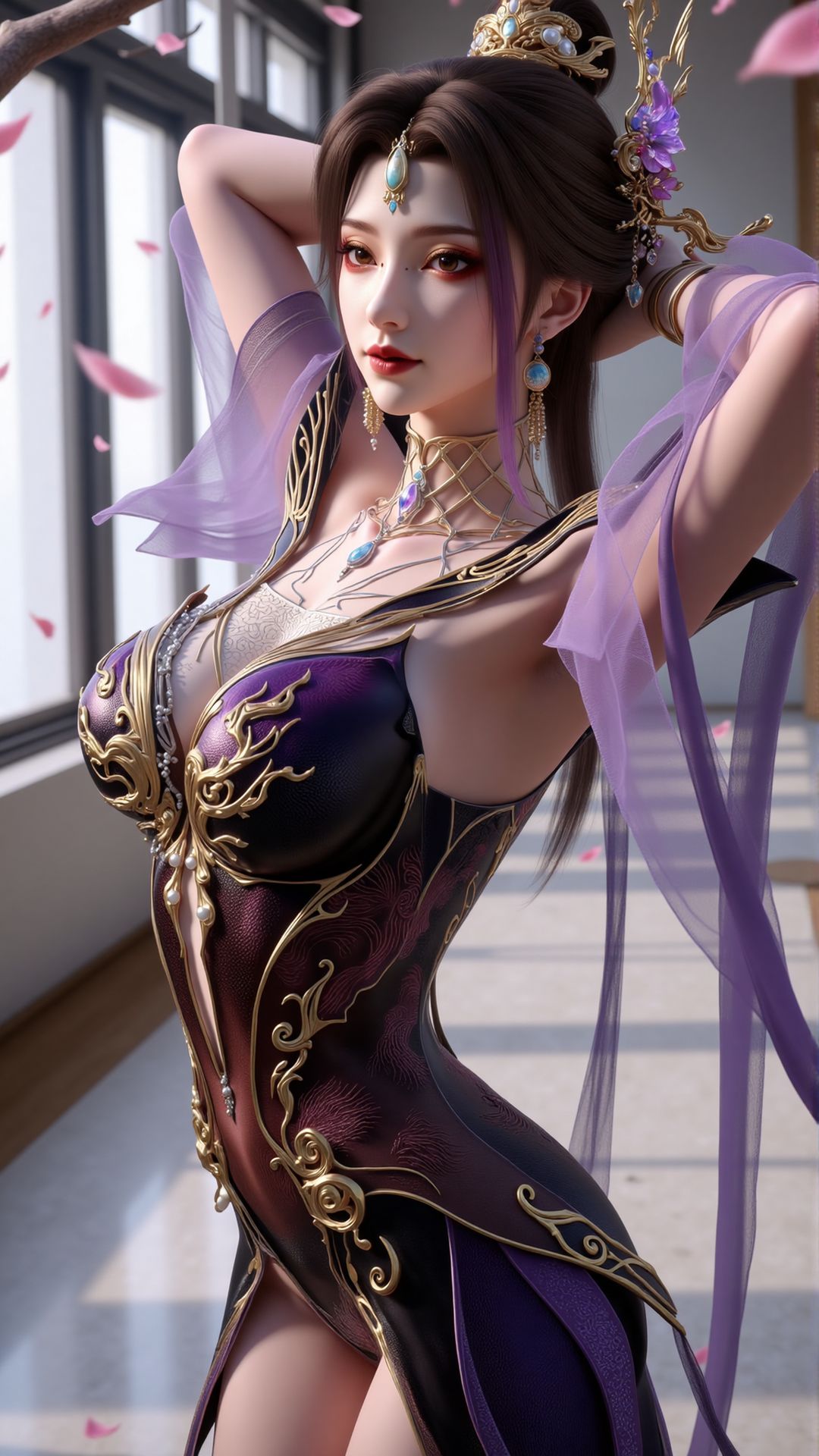 百炼成神 古佩儿 竖屏壁纸 紫纱御姐氛围 纯欲天花板,第3张