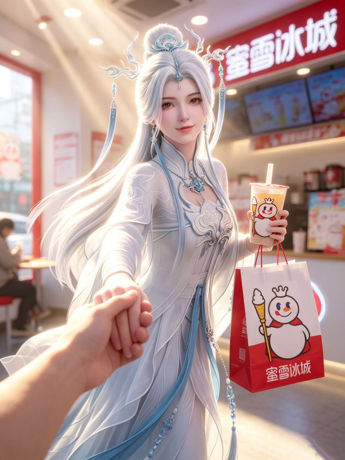 阮秀 剑妈 剑来动漫美女壁纸 国漫女神 蜜雪冰城喝奶茶 现代版,第1张