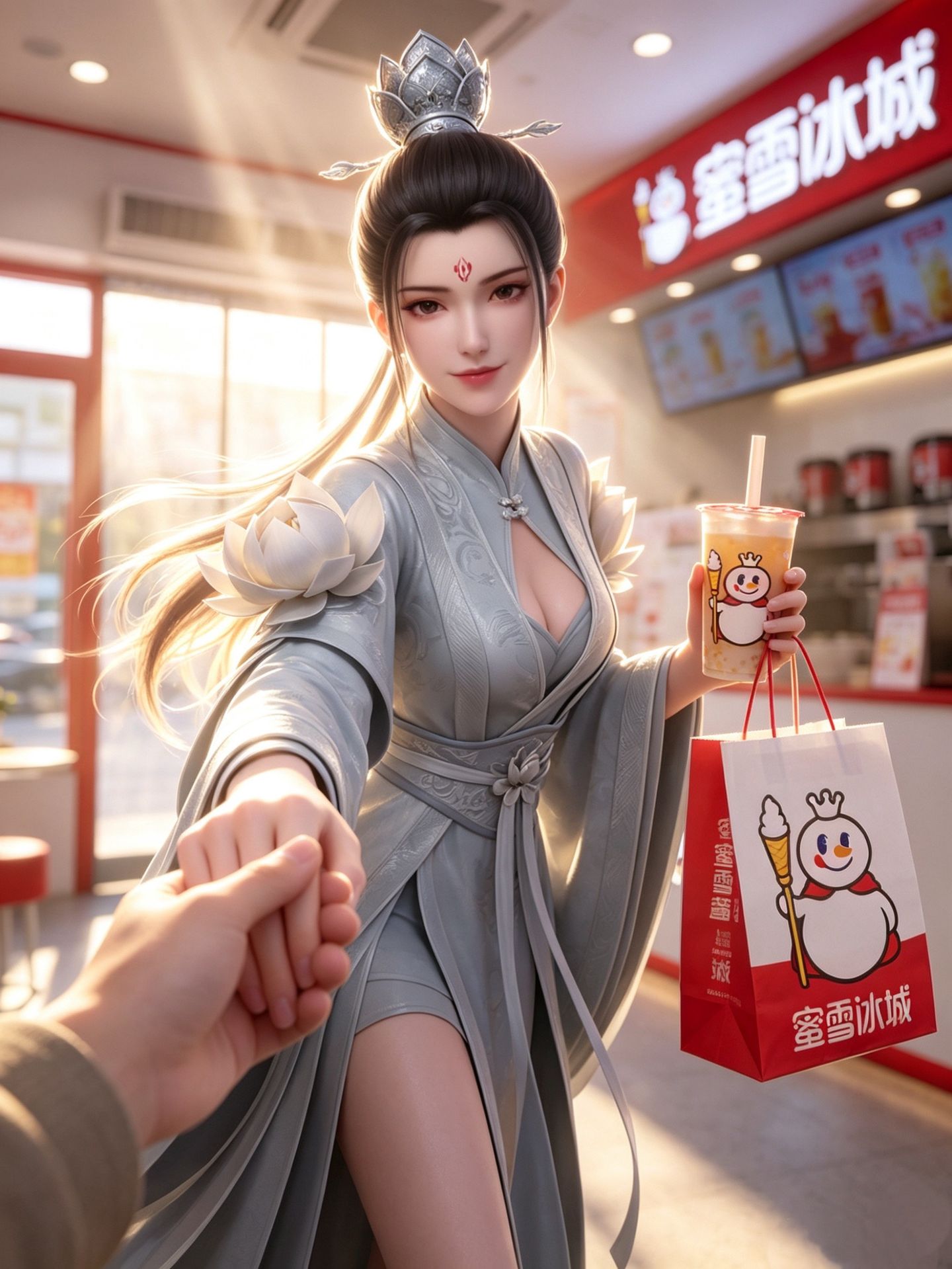 阮秀 剑妈 剑来动漫美女壁纸 国漫女神 蜜雪冰城喝奶茶 现代版,第2张