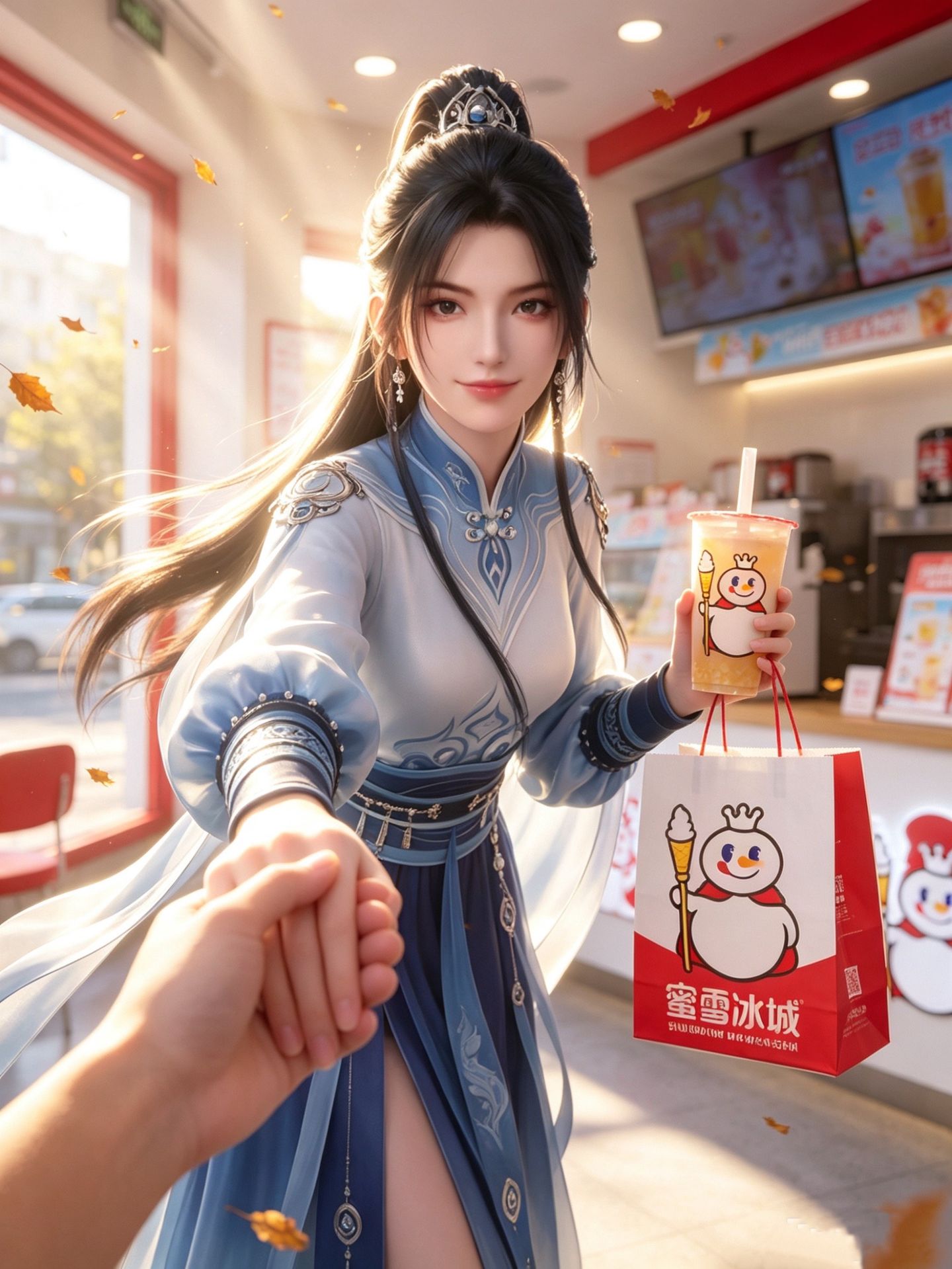 阮秀 剑妈 剑来动漫美女壁纸 国漫女神 蜜雪冰城喝奶茶 现代版,第3张