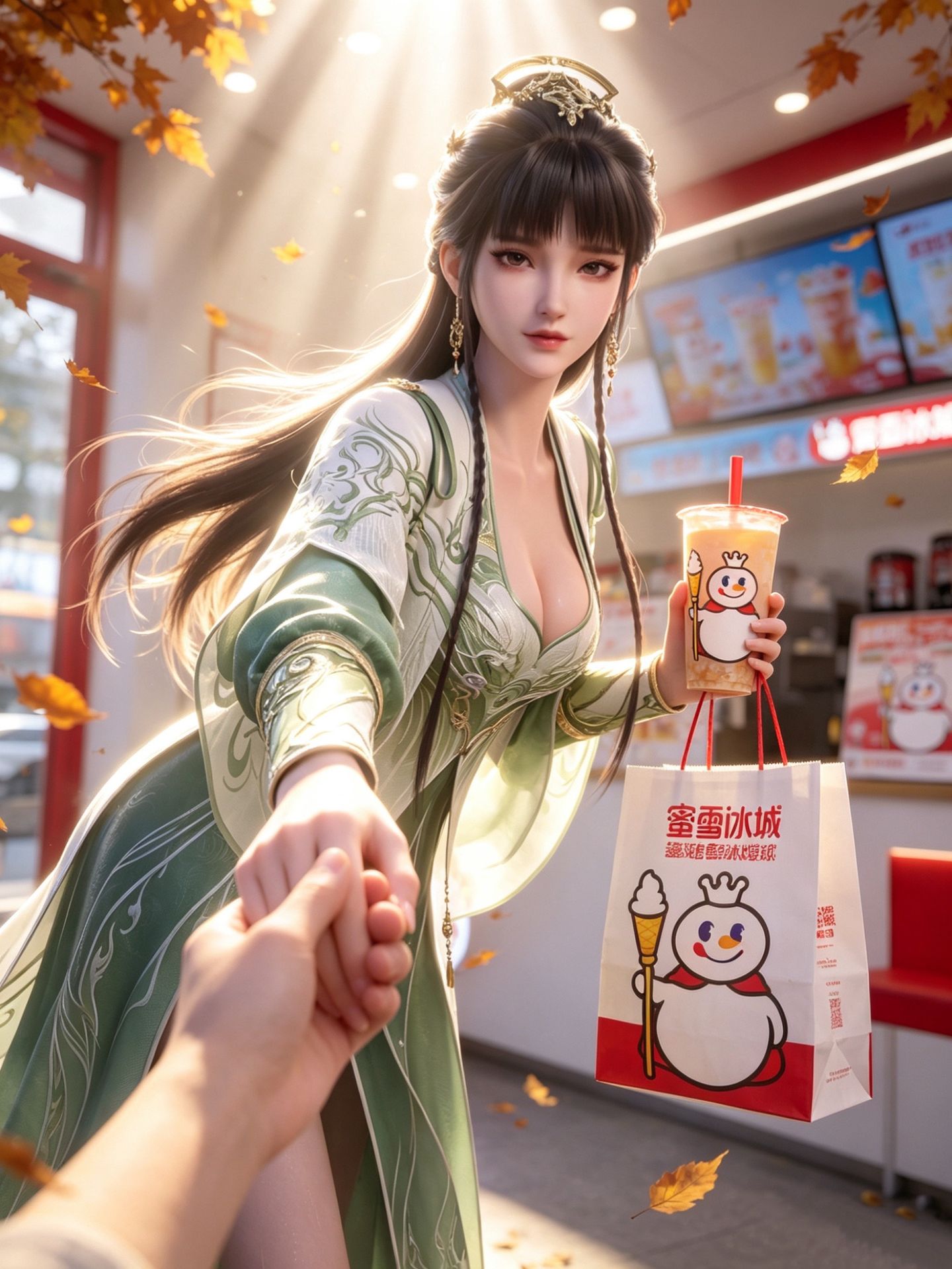 阮秀 剑妈 剑来动漫美女壁纸 国漫女神 蜜雪冰城喝奶茶 现代版,第4张