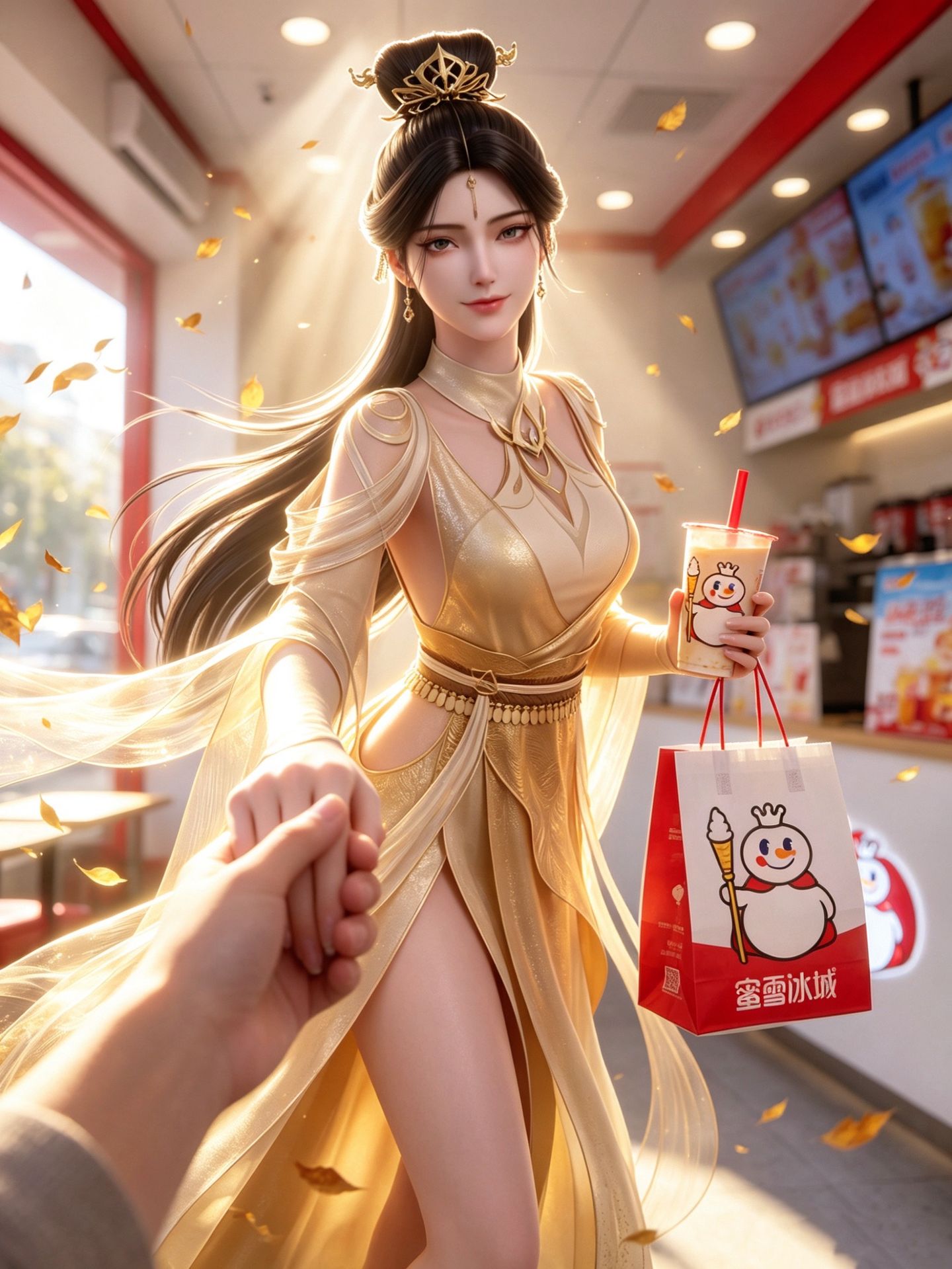 阮秀 剑妈 剑来动漫美女壁纸 国漫女神 蜜雪冰城喝奶茶 现代版,第6张