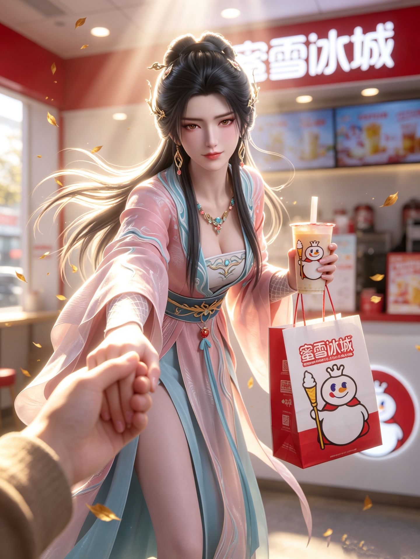 阮秀 剑妈 剑来动漫美女壁纸 国漫女神 蜜雪冰城喝奶茶 现代版,第5张
