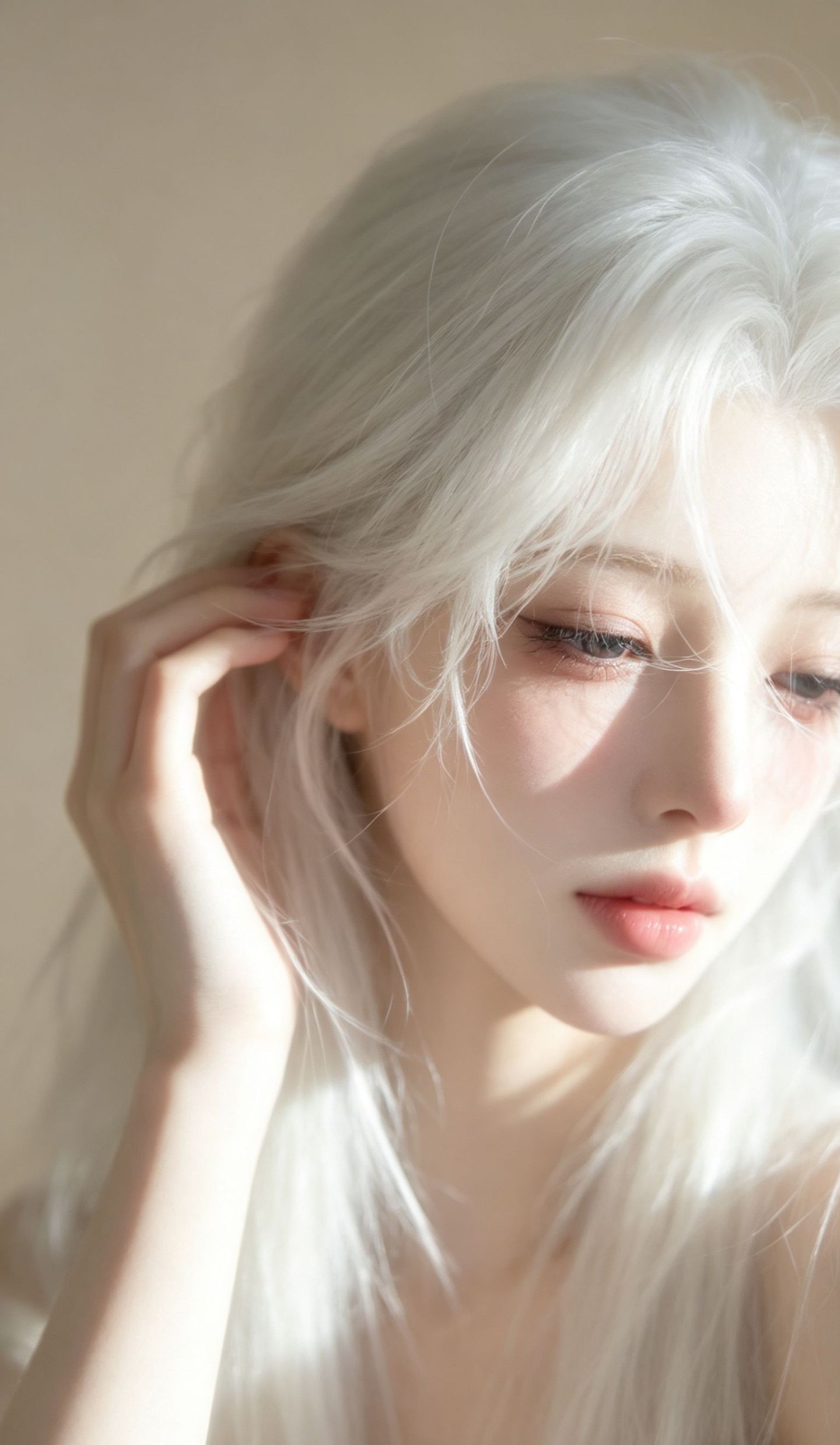 AI写实美女 手机壁纸 逆水寒手游 楼兰版本 游戏角色捏脸 唯美,第1张