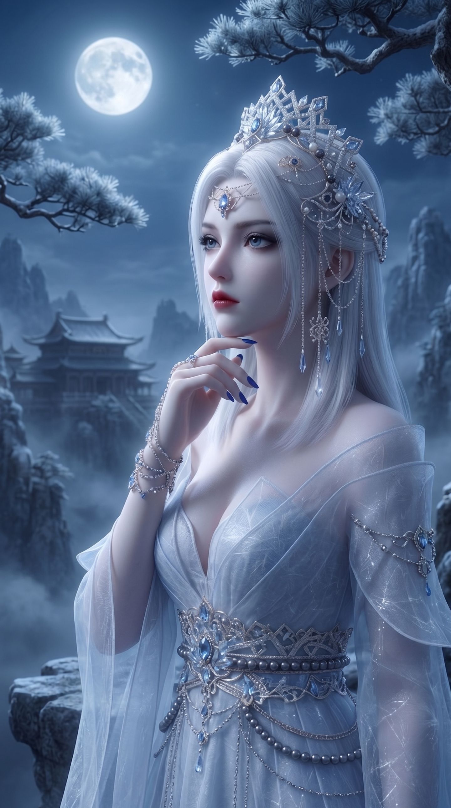 梦幻场景 动漫美图 仙气飘飘 月光 银发如霜 精灵 沐冰凝,第6张