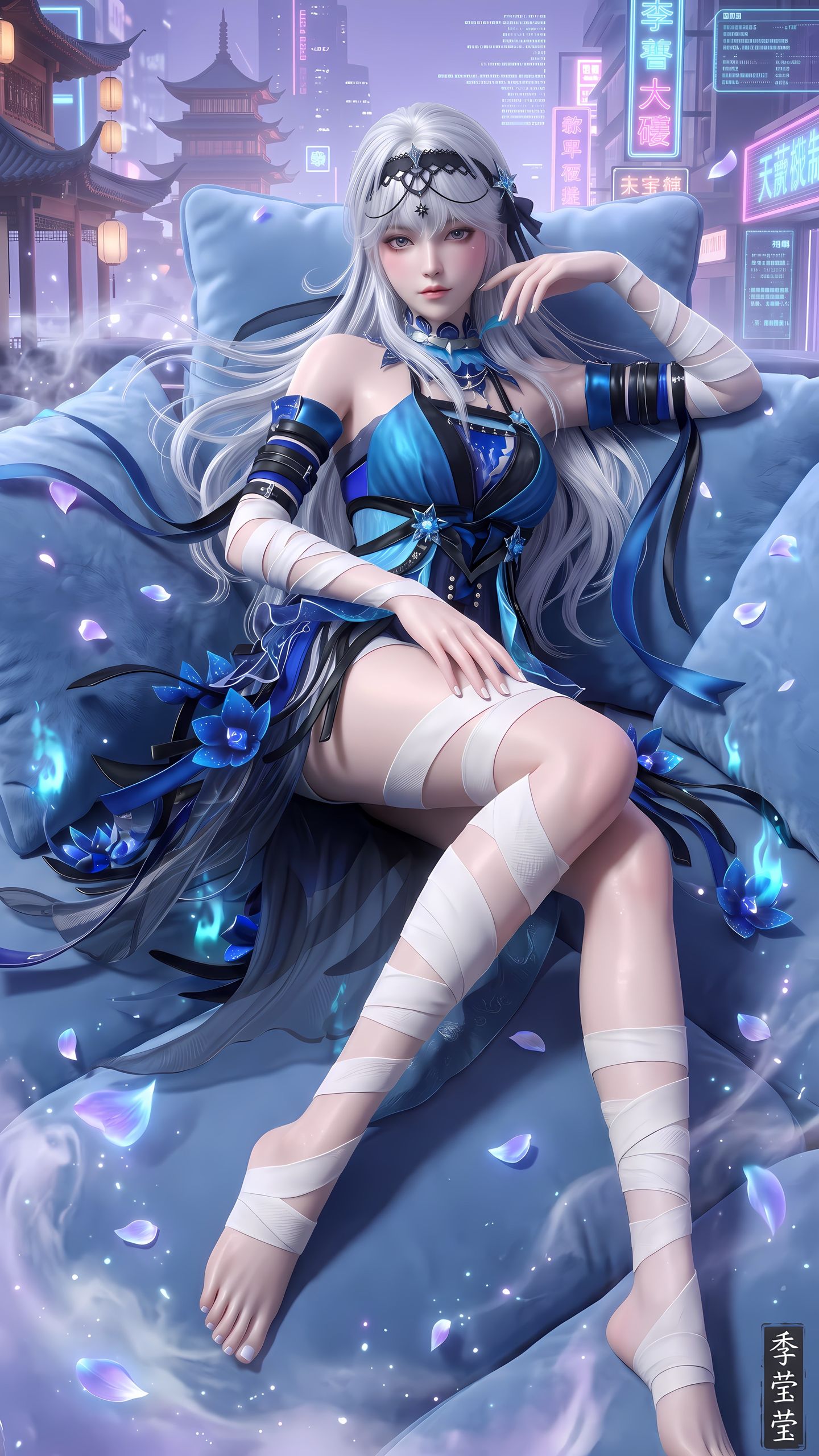 季莹莹狩猎都市皮肤 永劫无间游戏美女 大长腿 姿势 AI创作 AI绘画,第2张