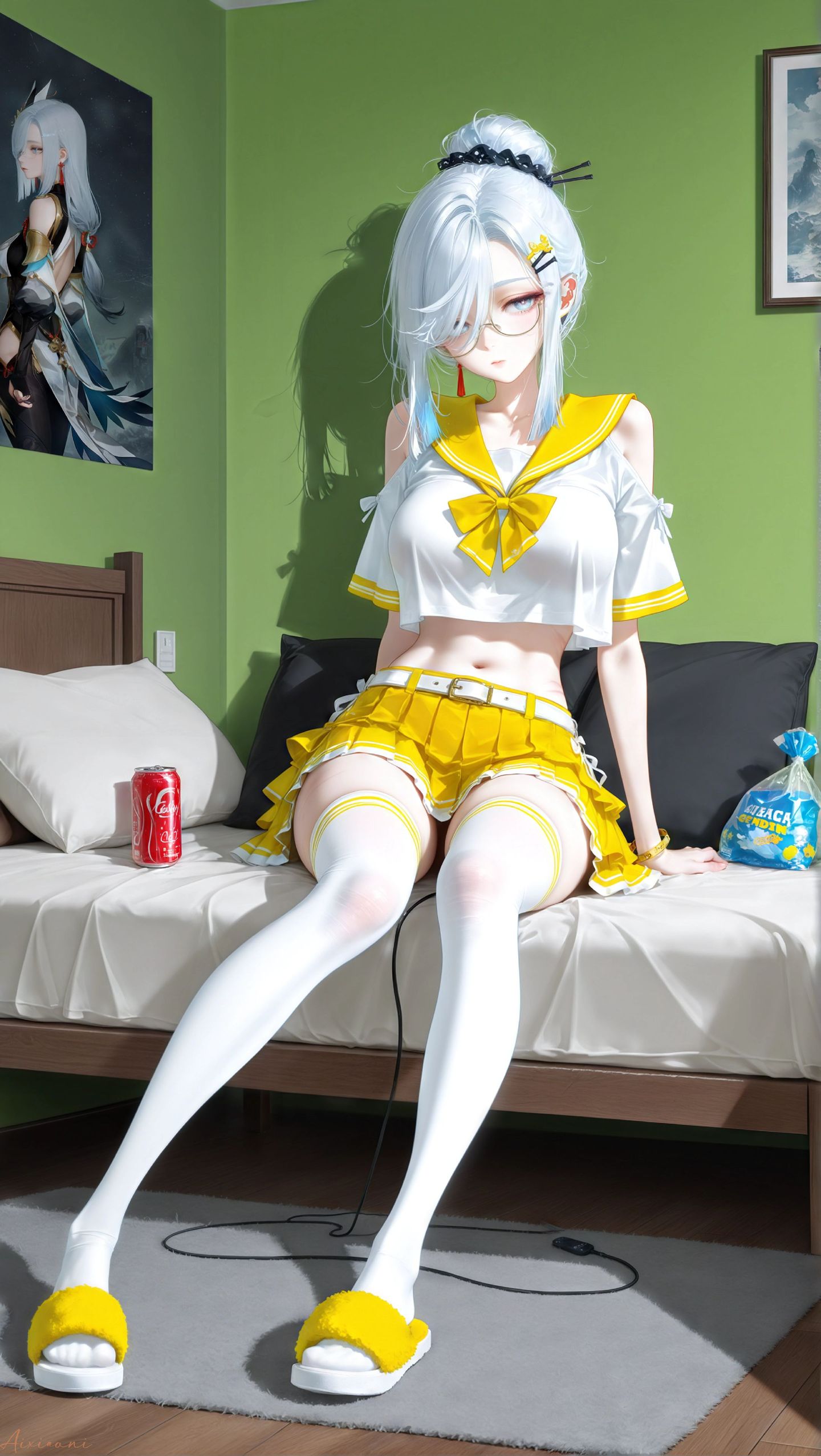 二次元游戏美图 原神 这版本的申鹤妈感十足啊 还行年轻学生小妹白丝版,第2张