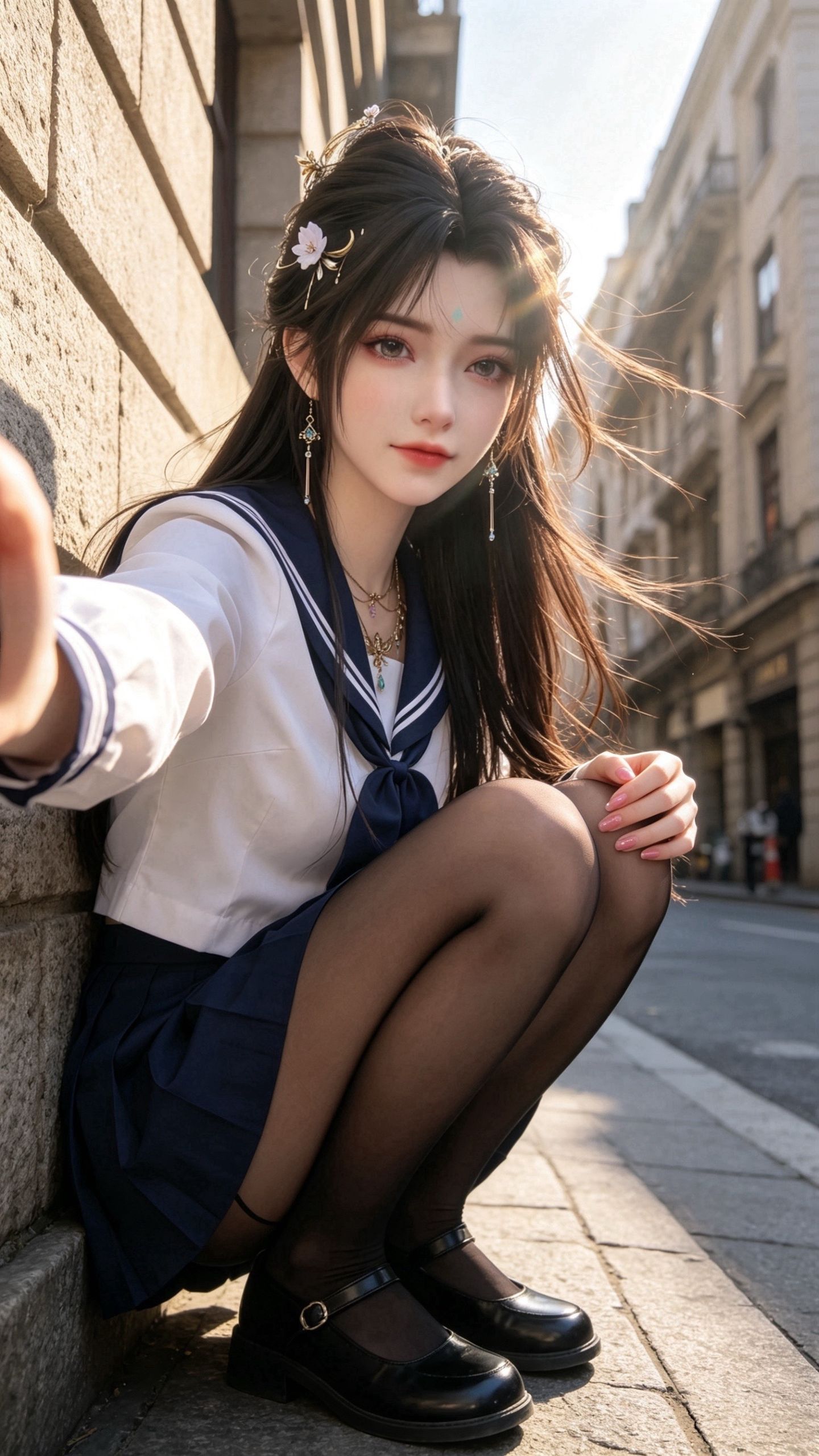 《完美世界》清漪JK黑丝美腿美拍 动漫美女 国漫女神 街拍自拍,第1张
