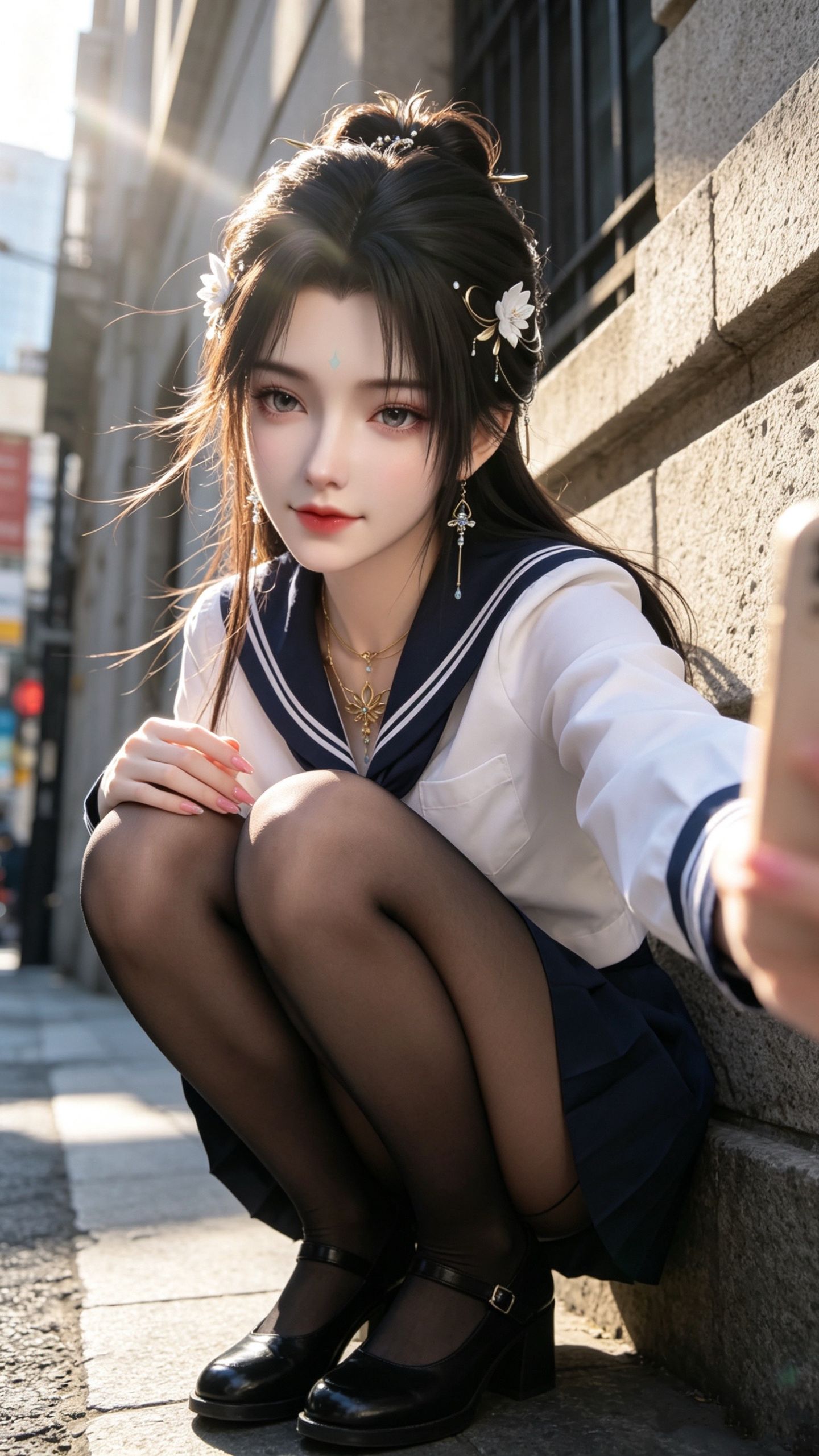 《完美世界》清漪JK黑丝美腿美拍 动漫美女 国漫女神 街拍自拍,第2张