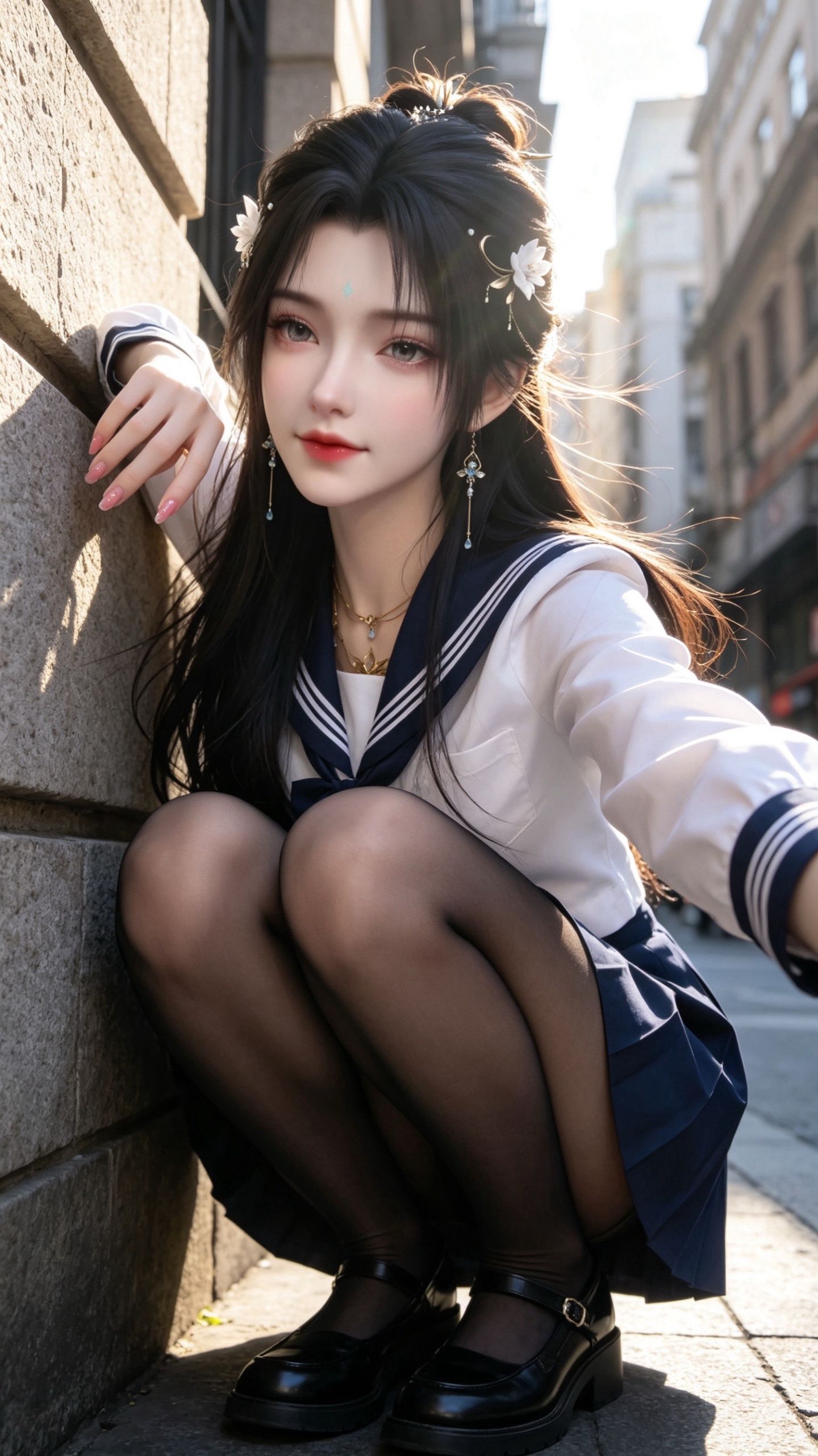 《完美世界》清漪JK黑丝美腿美拍 动漫美女 国漫女神 街拍自拍,第3张