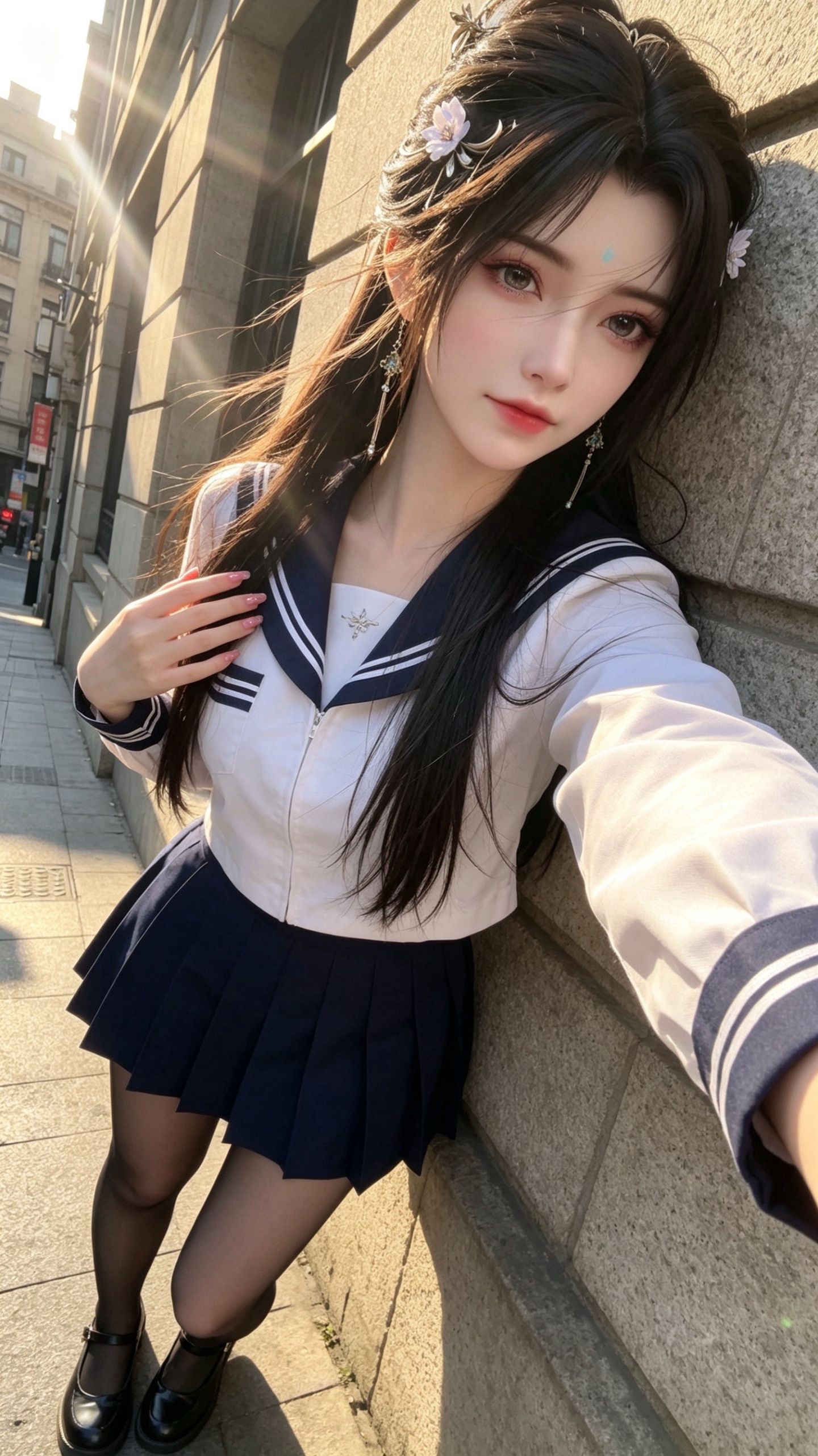 《完美世界》清漪JK黑丝美腿美拍 动漫美女 国漫女神 街拍自拍,第7张